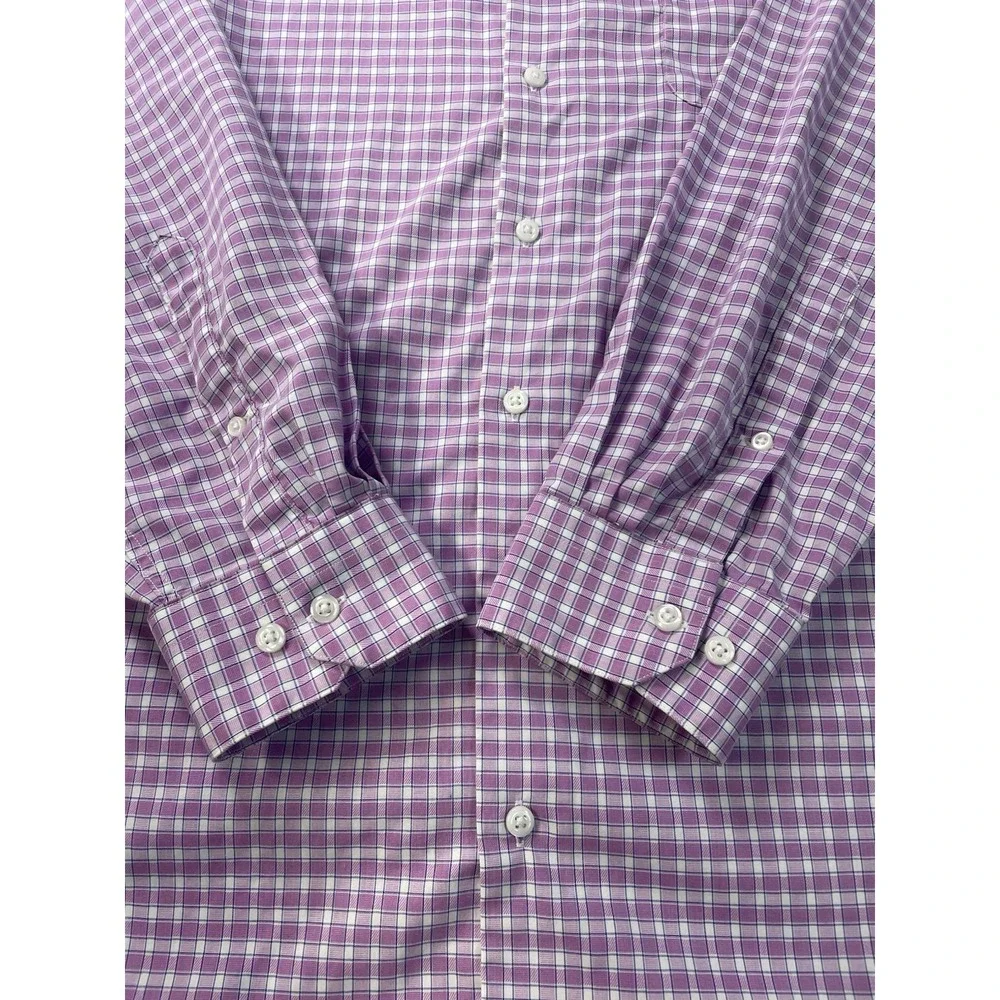 Oak Hill Premium Mens Gingham Non Iron Button Down Shirt 18 36/37 T - Picture 5 of 16